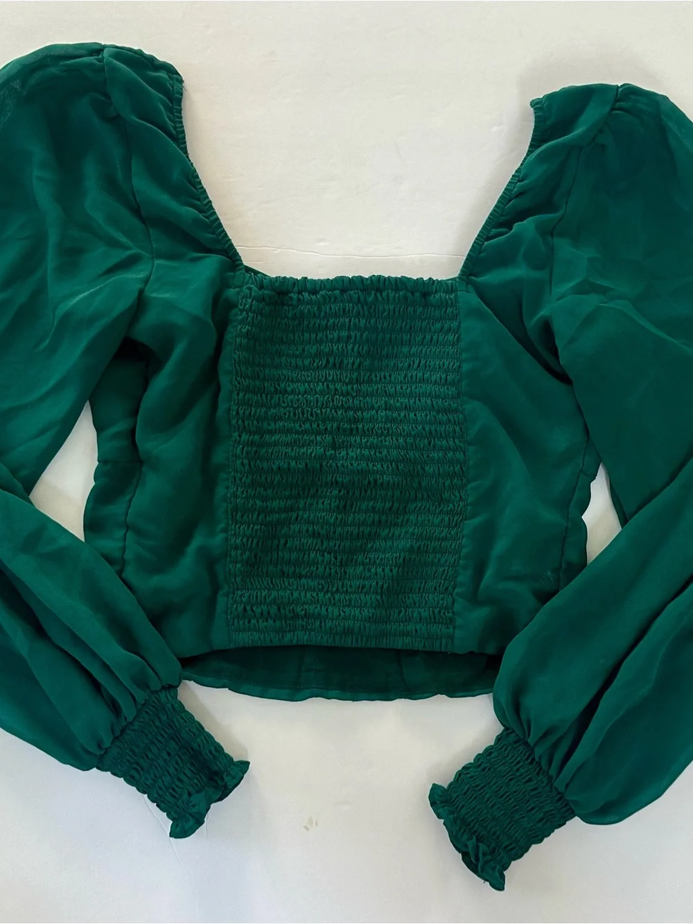 Abercrombie & Fitch Sweetheart Corset Top Sheer Puff Sleeves S Green Cottagecore